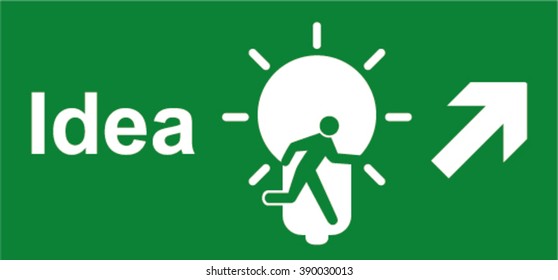 New idea concept. Sign Exit in the form of lightbulb (idea). Main idea: there is always a way