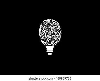 New idea eco bulb vector. Lighting bulb black and white negative reflection. Cut off design.
