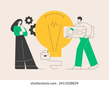 New idea generation abstract concept vector illustration. Business model innovation, entrepreneurship success, innovation management, abstract and visual ideas, creative thinking abstract metaphor.