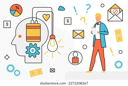 New idea generation. Creative thinking, brainstorm process vector simple illustration