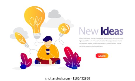 New idea horizontal banner for your website. Online training for business improvement. Education and quality growth, project planning and team building. Isolated flat vector illustration