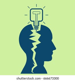 New idea in human head. Vector illustration.
