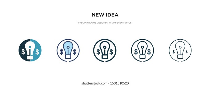 new idea icon in different style vector illustration. two colored and black new idea vector icons designed in filled, outline, line and stroke style can be used for web, mobile, ui