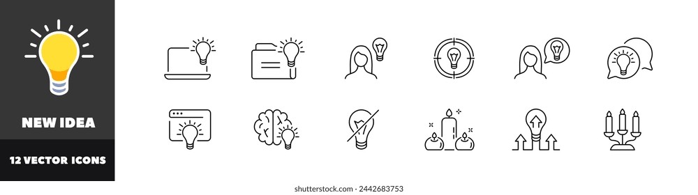 New idea icon set. Linear style. Vector icons