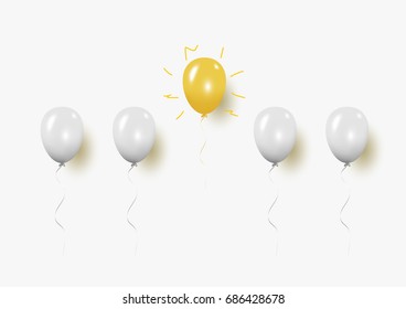 New idea with Outstanding creative balloon concept on gray background for copy space. minimal concept. Vector Illustration