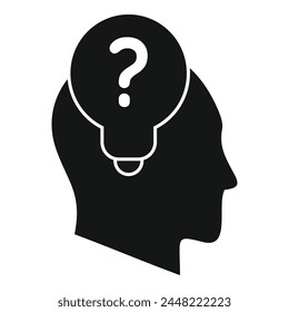 Nuevo icono de pregunta de idea Vector simple. Solución de persona. Enfoque del motivo del proceso