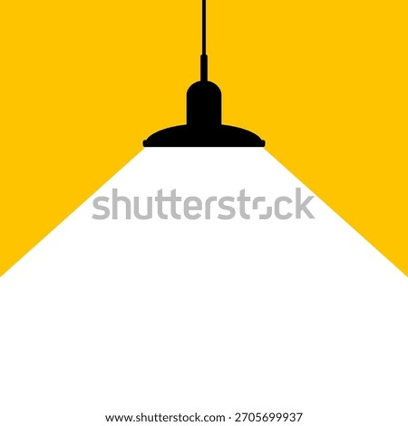 new idea roof lamp vector concept, wide spotlight template, yellow background
