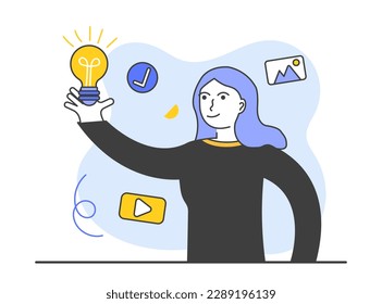 Neue Ideenszene mit trendigem Charakter. Geschäftstrend, Design-Thinking, Geschäftsgelegenheiten-Metaphern. Metapher-Illustrationen mit Vektorgrafiken