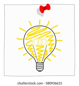 New Ideas Notice Paper with bulb Isolated on white Background