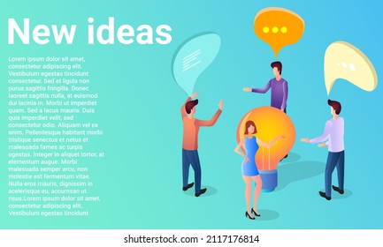 New ideas.Creative ideas, startup and brainstorming.Poster in business style.Flat vector illustration.