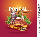 new illustration of Happy Pongal Holiday Harvest Festival of Tamil Nadu. abstract  vector background design.