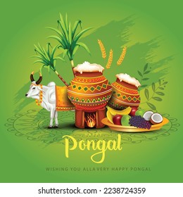 new illustration of Happy Pongal Holiday Harvest Festival of Tamil Nadu. vector background design