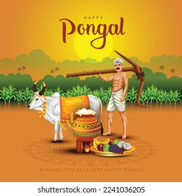 new illustration of Happy Pongal Holiday Harvest Festival of Tamil Nadu. vector background design