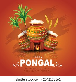 new illustration of Happy Pongal Holiday Harvest Festival . vector background design.