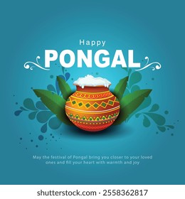 new illustration of Happy Pongal Holiday Harvest Festival of Tamil Nadu. abstract  vector background design.