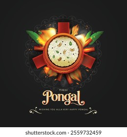 new illustration of Happy Pongal Holiday Harvest Festival of Tamil Nadu. abstract  vector background design.