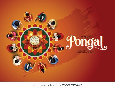 new illustration of Happy Pongal Holiday Harvest Festival of Tamil Nadu. abstract  vector background design.