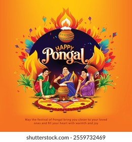 new illustration of Happy Pongal Holiday Harvest Festival of Tamil Nadu. abstract  vector background design.