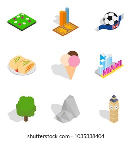 New impression icons set. Isometric set of 9 new impression vector icons for web isolated on white background