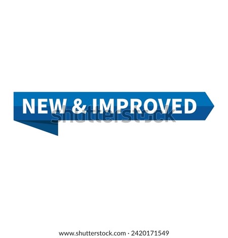 New  Improved Text In Blue Ribbon Rectangle Shape For Update Promotion Business Marketing Social Media Information Announcement
