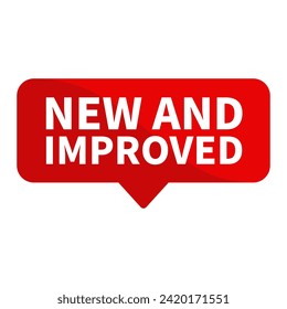 New  Improved Text In Red Rectangle Shape For Update Promotion Business Marketing Social Media Information Announcement
