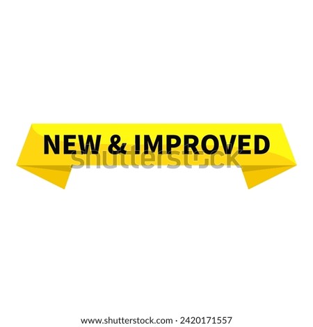 New  Improved Text In Yellow Ribbon Rectangle Shape For Update Promotion Business Marketing Social Media Information Announcement
