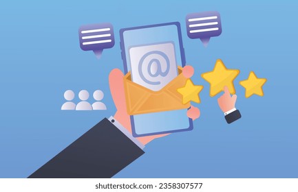 Nuevo mensaje de concepto entrante Correo electrónico Correo electrónico Nuevo correo electrónico móvil en pantalla de smartphone.sobre fondo azul.Ilustración de diseño de vectores.