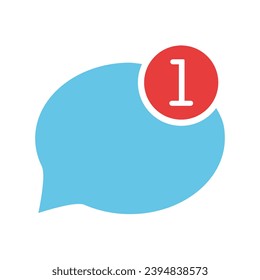New incoming message. Speech bubble, one, correspondence, online communication, email, letter, text, chat, messenger, system notification, reminder, social network. Colorful icon on white background - Shutterstock ID 2394838573