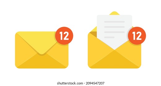 New incoming messages icon in flat style. Envelope with notification vector illustration on isolated background. Email sign business concept.