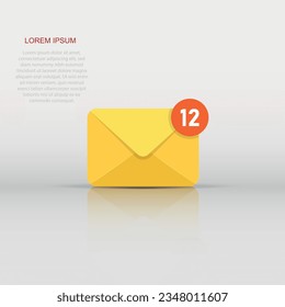 New incoming messages icon in flat style. Envelope with notification vector illustration on isolated background. Email sign business concept.