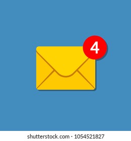 New incoming messages icon with notification. Envelope with incoming message. Vector symbol.