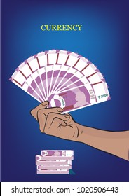 New Indian Currency in hand vector