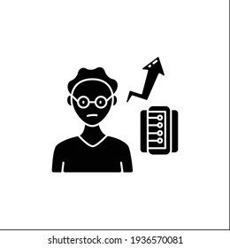New information rate glyph icon. Rapidly increasing rate of new info. Inaccurate, fake info. Information overload concept. Filled flat sign. Isolated silhouette vector illustration