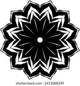 New ink Abstract circle pattern mandala flower floral petal stack. zentangl spirograph modern circular pattern geometric tribal lace motif black white. single art mehendi. Digital textile frame stamp
