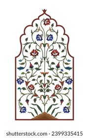 new inlay work with rose flowers vector art 