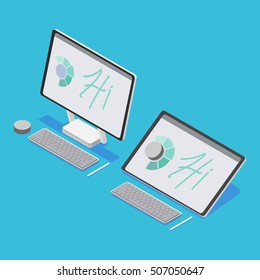 New innovation computer PC,3d isometric vector