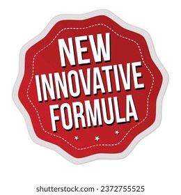 Nueva etiqueta o sello de fórmula innovadora en fondo blanco, ilustración vectorial