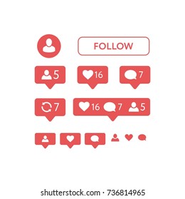 New Instagram Like Symbol, Message And Notification Set. Vector