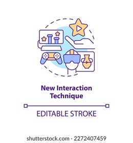 New interaction technique concept icon. Metaverse importance for business abstract idea thin line illustration. Isolated outline drawing. Editable stroke. Arial, Myriad Pro-Bold fonts used
