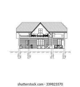 New interesting architectural background. Architectural section drawing. Vector illustration. 