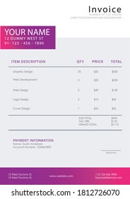 New invoice design, premium vector  invoice design, modern invoice design