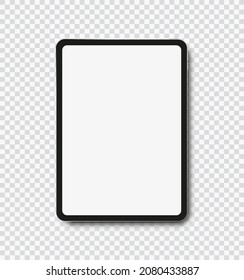 new iPad Pro 2020 2021 Realistic black Tablet. Front Display View. High Detailed Device Mockup. Separate Groups and Layers. Easily Editable. Vector illustration