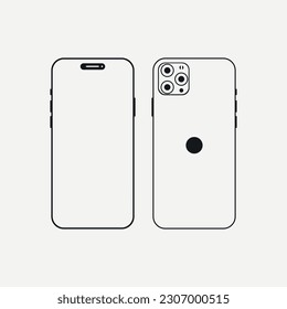 New iphone 14 pro in black color. Vector illustration.