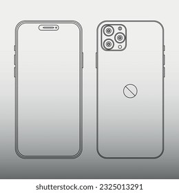 New iphone 14 pro in black color. Vector illustration.