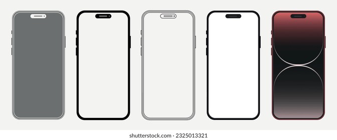 New iphone 14 pro in black and color. Vector illustration.