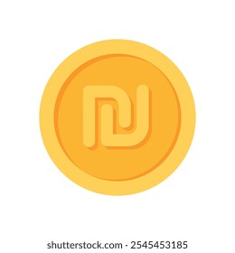 Novo shekel israelense moeda de ouro ícone plano ilustrações de design de moeda 