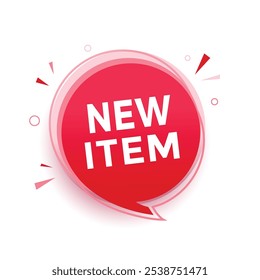 New item banner, announcement design speech bubble icon. vector graphic design.