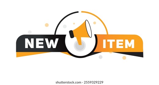 New item fees, label poster icon megaphone. Modern banner for web and advertising. Vector isolated.