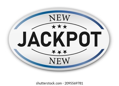 New Jackpot blue Paper Tag Badge on white casion tag