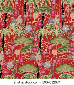 New Japanese pattern seamless vector in traditional flower graphic style background for backdrop, template, cover page design , fabric, textile.